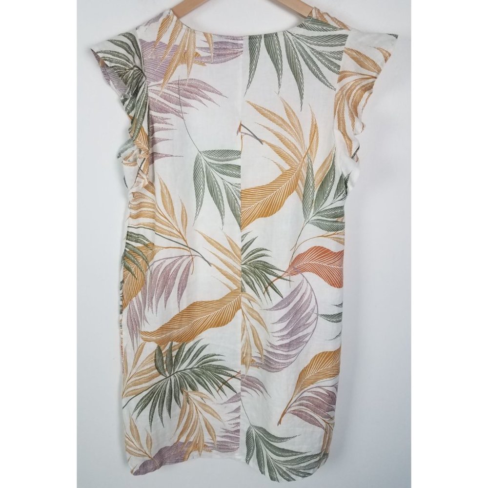 Tahari Women's Sz. S 100% Linen Tropical Palm Flutter Sleeve Dress NWT - Picture 6 of 7